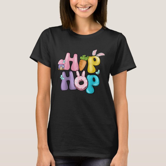 Bunny Ear Retro Groovy Hip Hop Easter Day T-Shirt (Front)