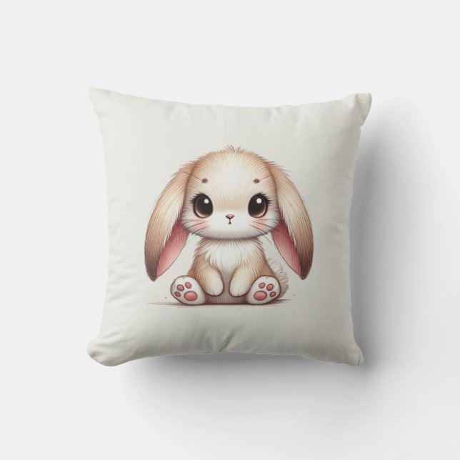 Bunny Eared Wonder Throw Pillow (Front)