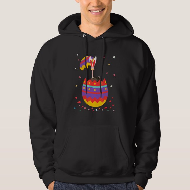 Bunny Ears Eggs Costume Cute Easter Day Graphic Os Hoodie (Front)