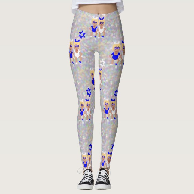 bunny ears hanukkah emoji leggings (Front)