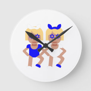 bunny ears hanukkah round clock