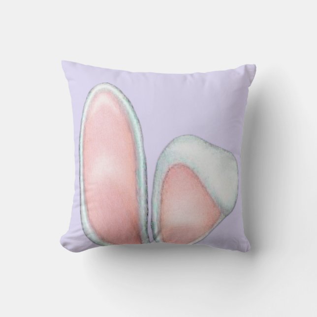 Bunny Ears Lavender Throw Pillow (Front)