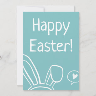 Bunny Ears Love Text Typography Minimal Modern Holiday Card