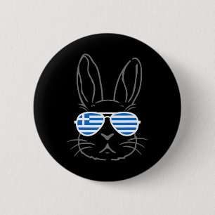 Bunny Ears Sungles Funny Easter 2025 Greece Flag G 2 Inch Round Button