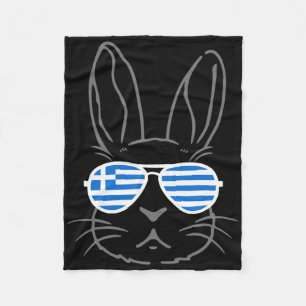 Bunny Ears Sungles Funny Easter 2025 Greece Flag G Fleece Blanket