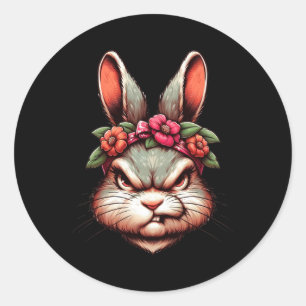 Bunny Easter Angry Bunny  Classic Round Sticker