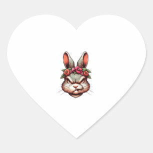 Bunny Easter, Angry Bunny, Funny Rabbit, Funny Ani Heart Sticker