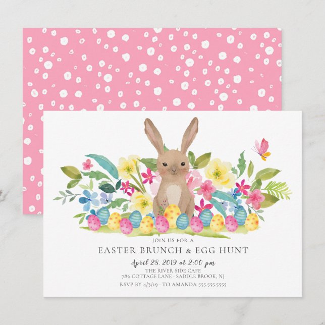 Bunny Easter Brunch & Egg Hunt Invitation (Front/Back)