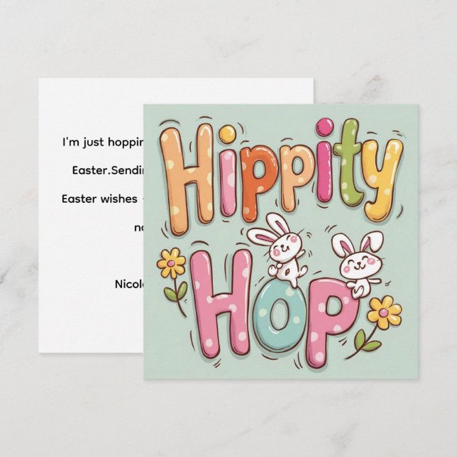Bunny Easter Card , Personalized Easter funnyBunny (Front/Back)