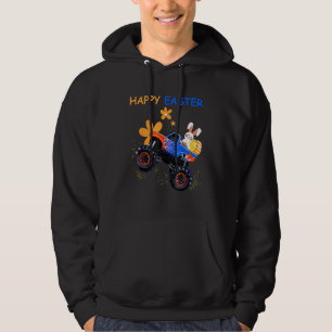 Bunny Easter Day Monster Truck Eggs Easter Mens W Hoodie