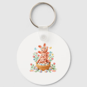 Bunny easter day yarn crochet cute rabbit face egg keychain