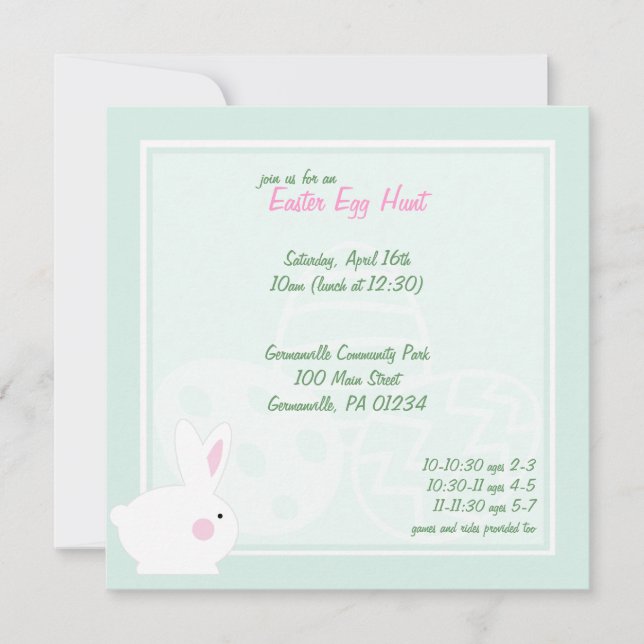 Bunny Easter Egg Hunt Invitations (Front)