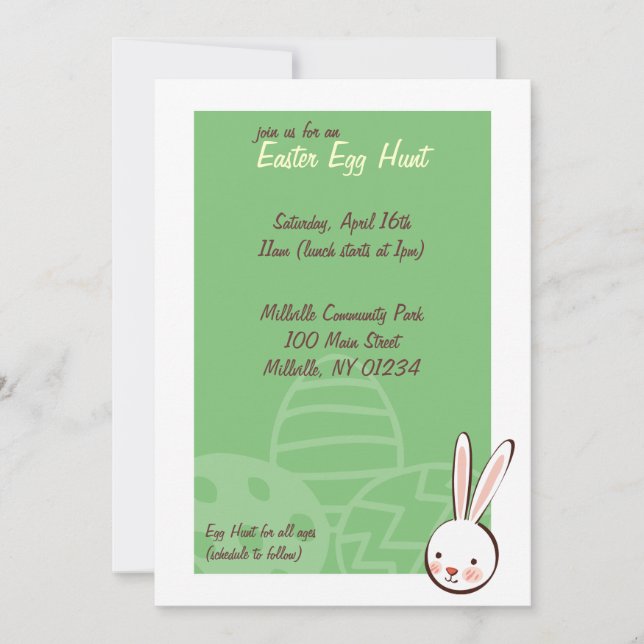 Bunny Easter Egg Hunt Invitations (Front)