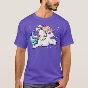 Bunny Easter Eggs Basket Riding Unicorn Happy East T-Shirt
