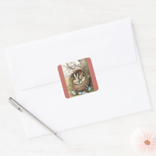 Bunny Easter Eggs Forest Square Sticker