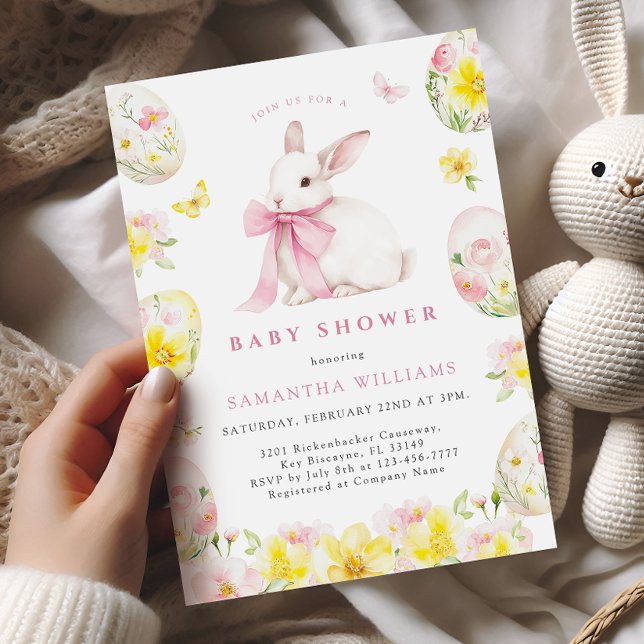 Bunny Easter Girl Baby shower Invitation (Créateur téléchargé)
