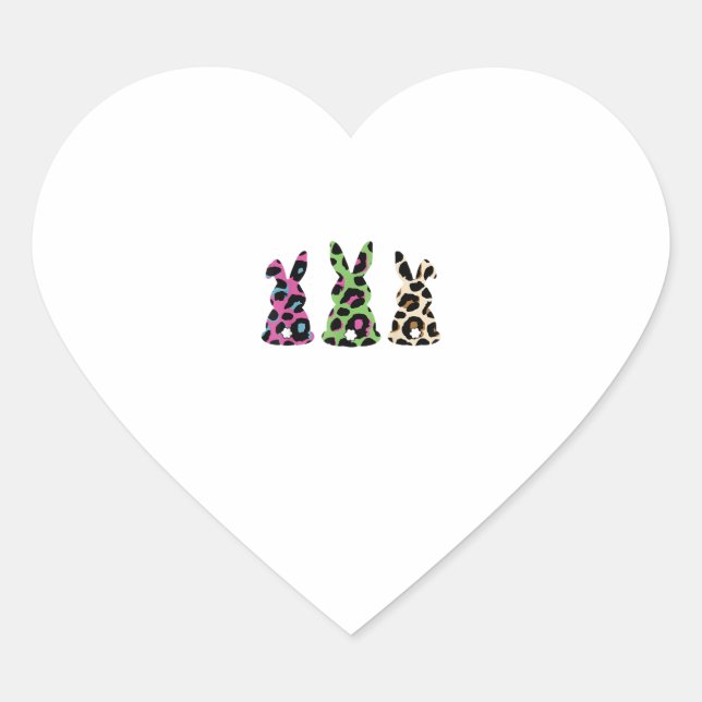 Bunny Easter Leopard Plaid Buffalo Rabbit Easter D Heart Sticker (Front)