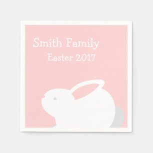 Bunny Easter Napkins in Pink with Your Family Name