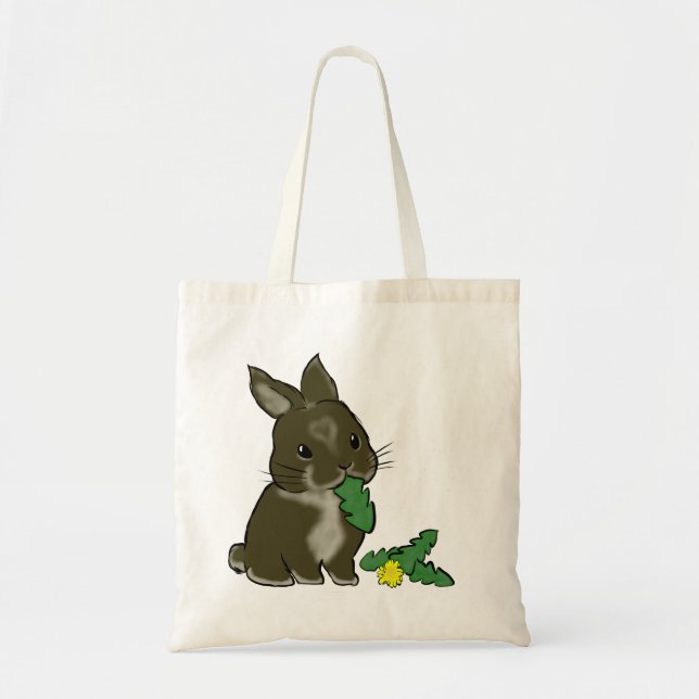Bunny eating dandelion  tote bag (Front)