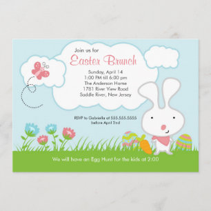 Bunny Egg Hunt Easter Brunch Party Invitation