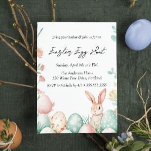 Bunny eggs flowers Easter Egg Hunt Invitation