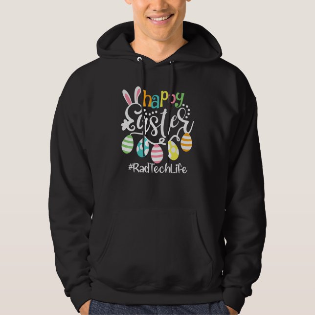 Bunny Eggs Happy Easter Rad Tech Radiologic Techno Hoodie (Front)