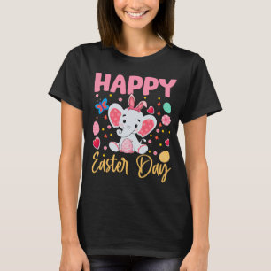 Bunny Elephant Colorful Eggs Hunting Happy Easter  T-Shirt