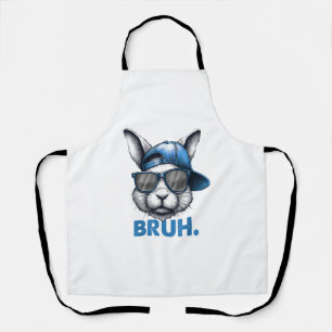 Bunny Face Bruh Meme Funny Saying Bro Greeting Eas Apron