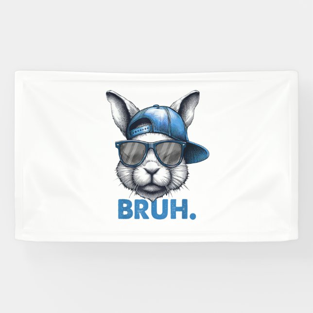 Bunny Face Bruh Meme Funny Saying Bro Greeting Eas Banner (Horizontal)