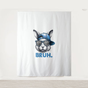 Bunny Face Bruh Meme Funny Saying Bro Greeting Eas Tapestry