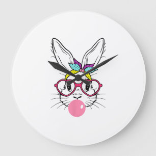 Bunny Face Bubblegum Blowing Glasses Headband Happ Large Clock