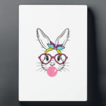 Bunny Face Bubblegum Blowing Glasses Headband Happ Plaque<br><div class="desc">Bunny Face Bubblegum Blowing Glasses Headband Happy Easter T-Shirt</div>