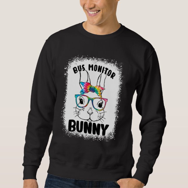 Bunny Face Bus Monitor Glasses Teacher Easter Day Sweatshirt (Front)