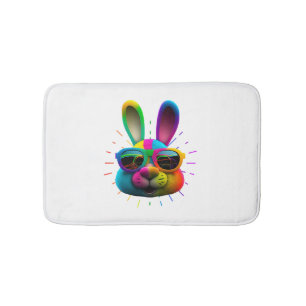 Bunny face Cool Easter Bunny with Glasses Bath Mat