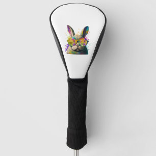 Bunny face Cool Easter Bunny with Glasses Golf Head Cover