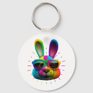Bunny face Cool Easter Bunny with Glasses Keychain