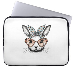 Bunny Face Easter Leopard Glasses Girls Women Cute Laptop Sleeve