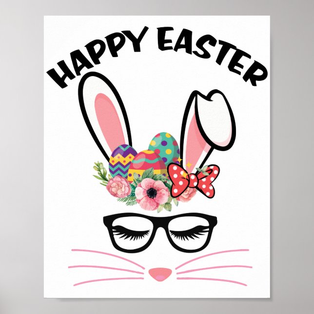 Bunny Face HAPPY EASTER Love Bunnies Poster (Front)