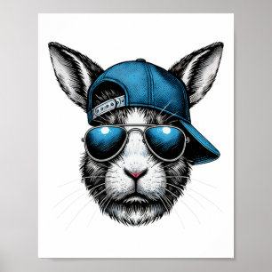 Bunny Face Hat Sungles Happy Easter Day Boy Kid 1 Poster