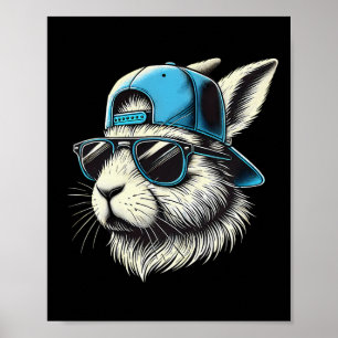 Bunny Face Hat Sungles Happy Easter Day Boy Kid  Poster