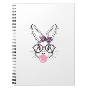 Bunny Face Leopard Glasses Bubble Gum Easter Day G Notebook