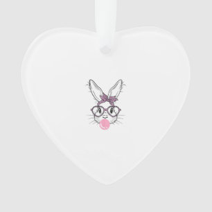 Bunny Face Leopard Glasses Bubble Gum Easter Day G Ornament