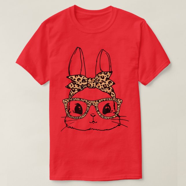 Bunny Face Leopard Glasses Bubble Gum Easter Day G T-Shirt (Design Front)