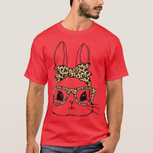 Bunny Face Leopard Glasses Bubble Gum Easter Day G T-Shirt