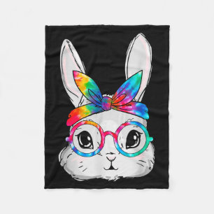 Bunny Face Sunglasses Tie Dye Glasses Headband Eas Fleece Blanket
