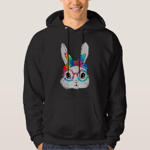 Bunny Face Sunglasses Tie Dye Glasses Headband Eas Hoodie
