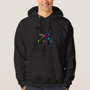 Bunny Face Sunglasses Tie Dye Glasses Headband Eas Hoodie