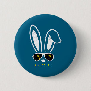 Bunny Face Sungles Funny Easter Total Solar Eclips 2 Inch Round Button