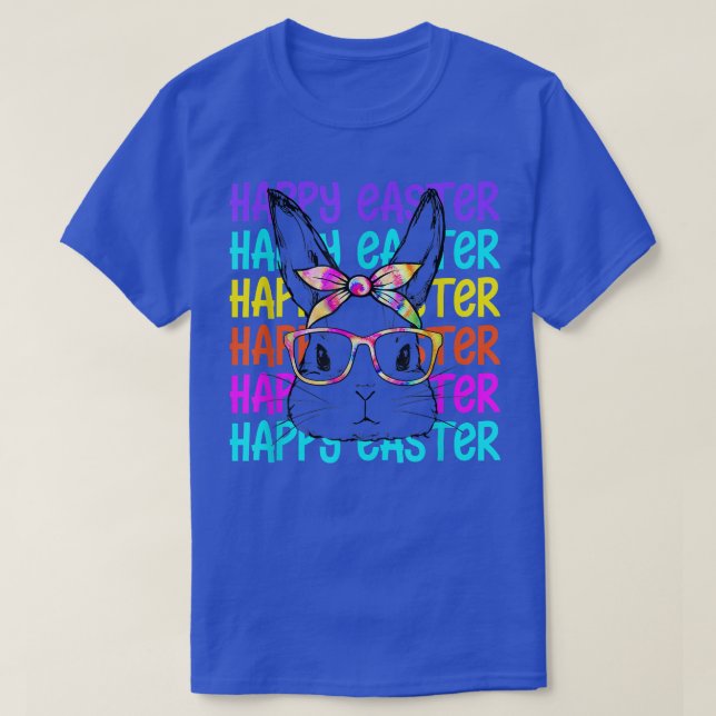 Bunny Face Tie Dye Glasses Funny Easter Day For Wo T-Shirt (Design Front)