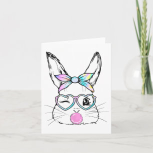 Bunny Face Wink Eyes Bandana Heart Gles Bubblegum Card